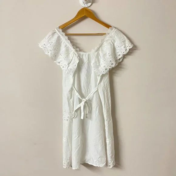 Medium- White Off-shoulder Mini Dress - Picture 4 of 9